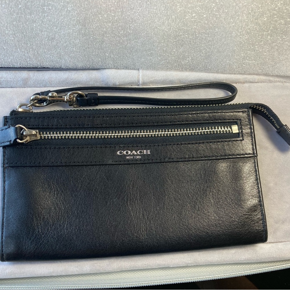 Coach wristlet.  Black leather.